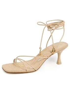 Larroude Nadia Kitten Heel Sandals Beige Size 11